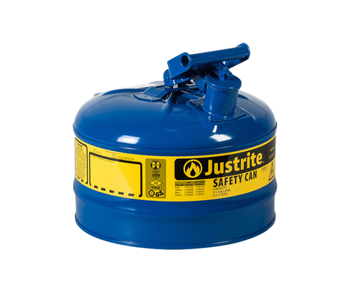 Justrite 2.5 Gallon Steel Safety Can for Kerosene, Type I, Flame Arrester, Blue (7125300)