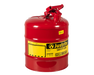 Justrite 5 Gallon Steel Safety Can for Flammables, Type I, Flame Arrester, Red (7150100)