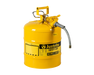 Justrite 5 Gallon, 5/8" Metal Hose, Steel Safety Can for Diesel, Type II, AccuFlow™, Yellow (7250220)