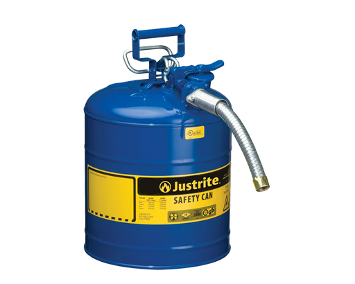 Justrite 5 Gallon, 1" Metal Hose, Steel Safety Can for Kerosene, Type II, AccuFlow™, Blue (7250330)