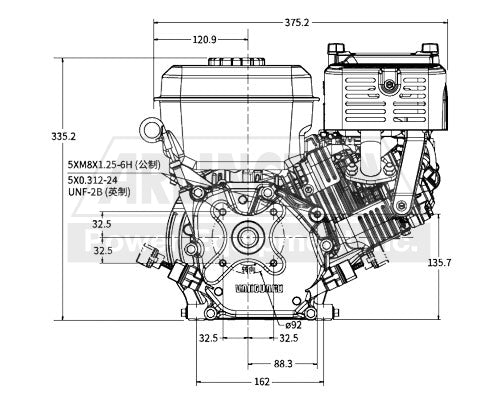 Briggs & Stratton 12V352-0015-F1 Engine 3/4" x 1 13/16" Horizontal Recoil Vanguard CCW Engine 203cc
