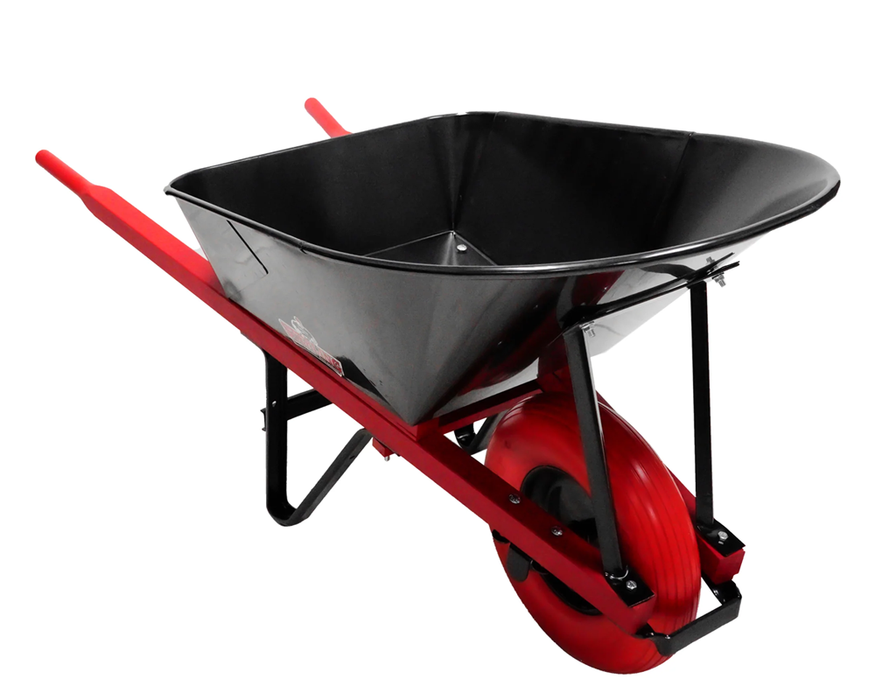 Sterling Steel Tray Wheelbarrow 6Cu. Ft. with Poly-U Flat Free Tire Red 111911