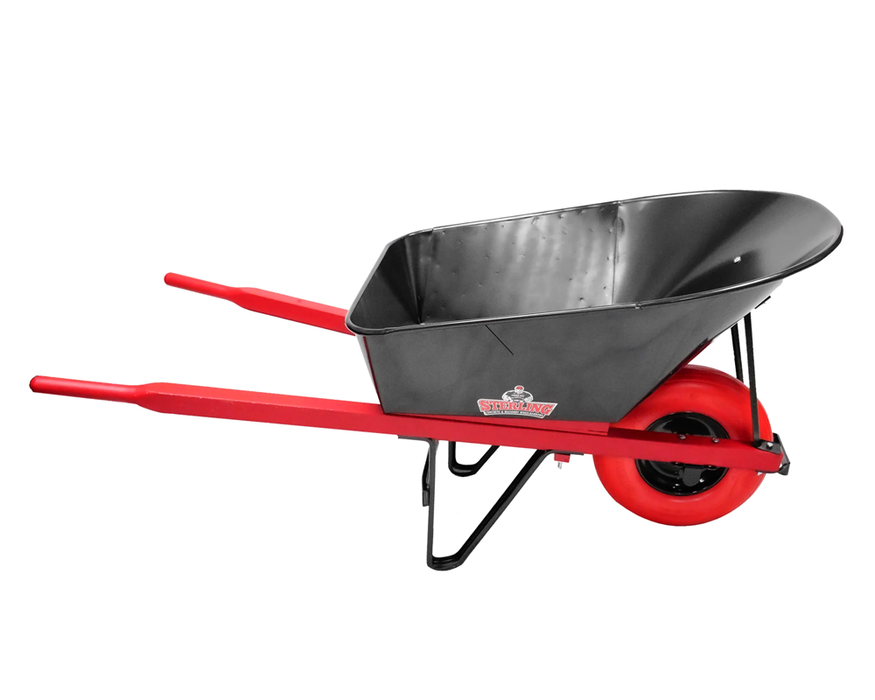 Sterling Steel Tray Wheelbarrow 6Cu. Ft. with Poly-U Flat Free Tire Red 111911
