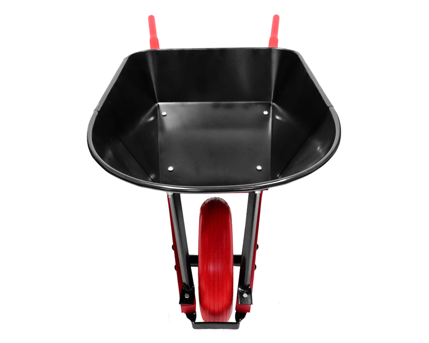 Sterling Steel Tray Wheelbarrow 6Cu. Ft. with Poly-U Flat Free Tire Red 111911