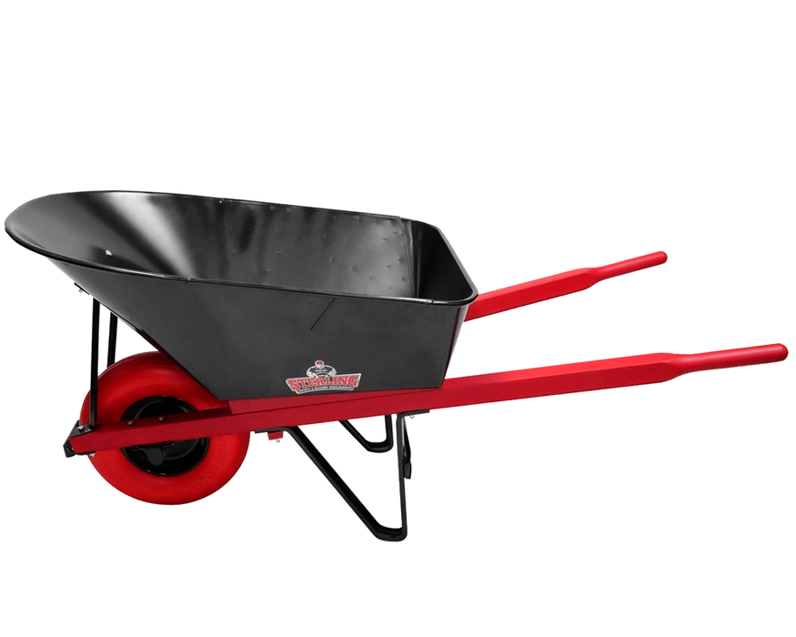 Sterling Steel Tray Wheelbarrow 6Cu. Ft. with Poly-U Flat Free Tire Red 111911