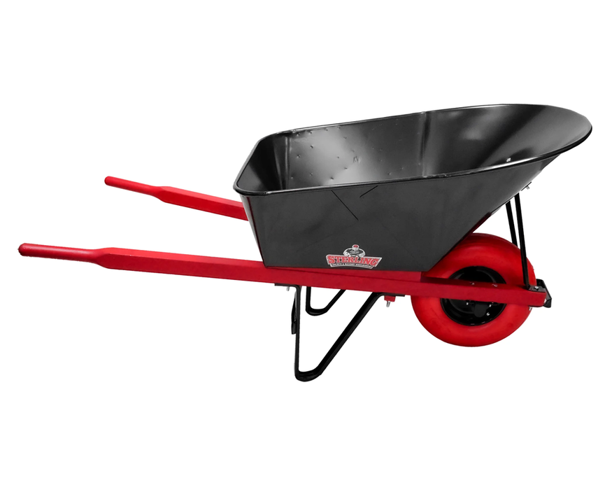 Sterling Steel Tray Wheelbarrow 7Cu. Ft. w/ Poly-U Flat Free Tire Red 121911