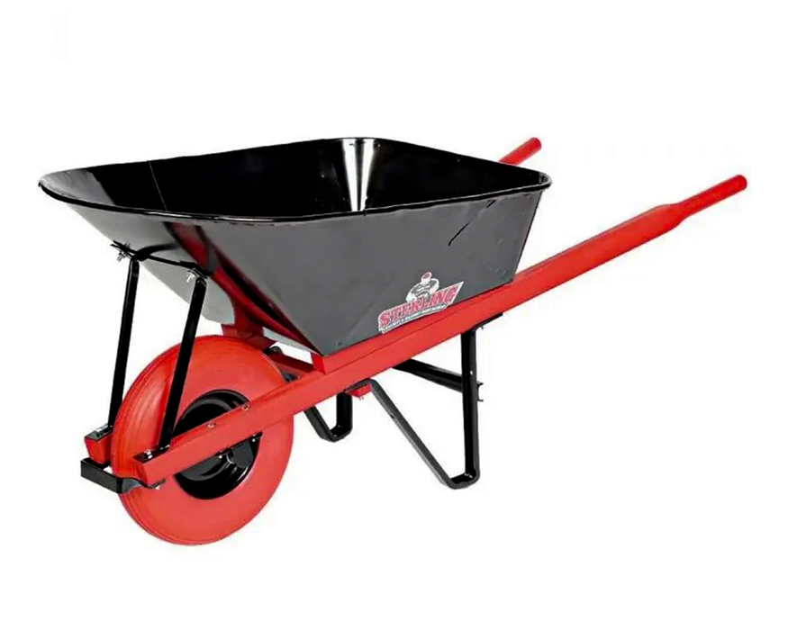 Sterling Steel Tray Wheelbarrow 7Cu. Ft. w/ Poly-U Flat Free Tire Red 121911