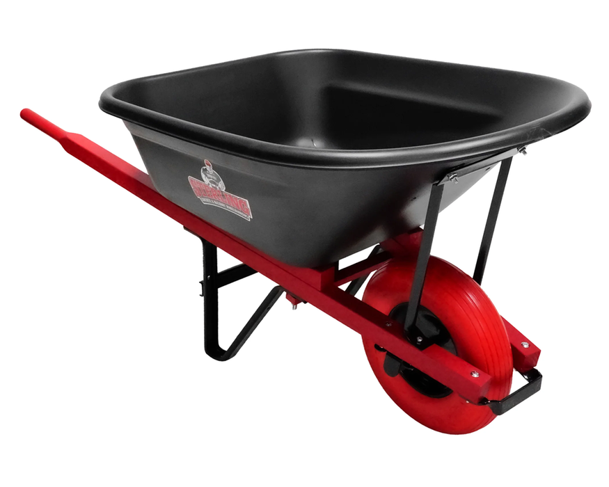 Sterling Poly Tray Wheelbarrow 6 Cu. Ft. w/ Poly-U Flat Free Tire Red 181911