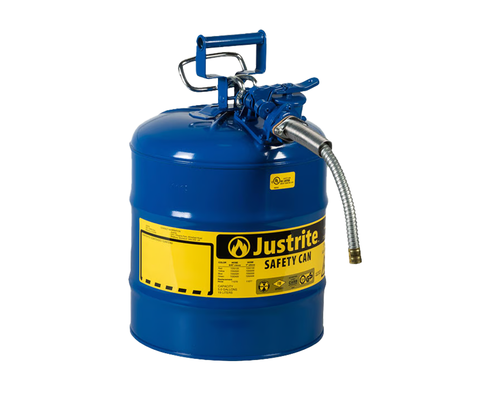 Justrite 5 Gallon, 5/8" Metal Hose, Steel Safety Can for Kerosene, Typ