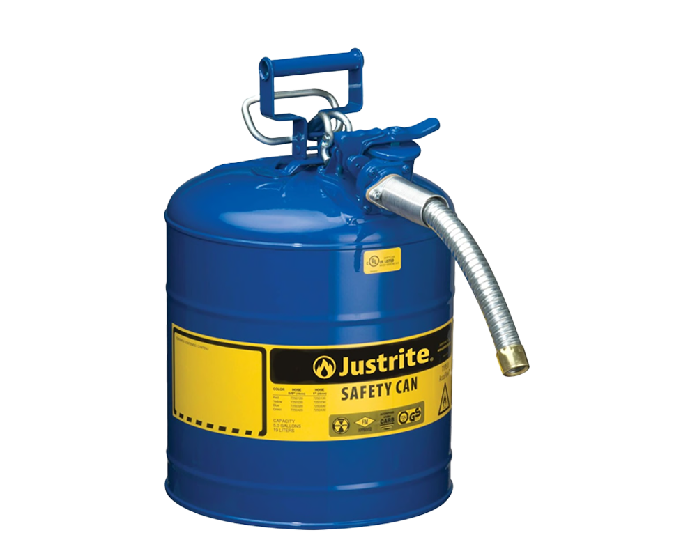 Justrite 5 Gallon, 1" Metal Hose, Steel Safety Can for Kerosene, Type