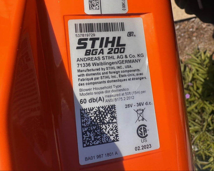 Stihl BGA 200 Handheld Battery Blower (Battery & Charger Sold Separately) CLOSEOUT