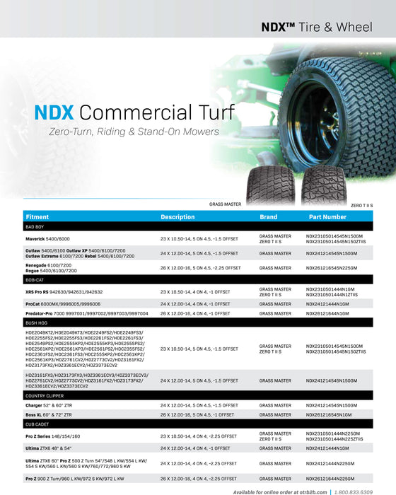 NDX 23X10.50 Air-Less Tire Zero T II S ASM 4ON4 -2.25 BLK Fits Cub Cadet Pro Z Series 148/154/160