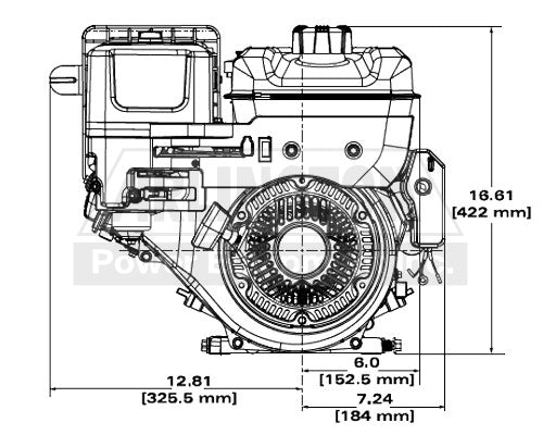 Briggs & Stratton 19N132-0055-F1 1" X 2 49-64" Horizontal Recoil 1450 Series Engine w- Muffler