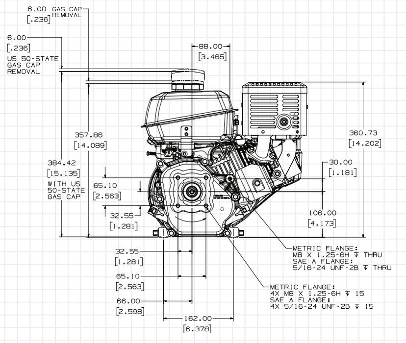 Kohler PA-CH270-3031 0.75" x 2.42" Crank Horizontal Shaft 7 Gross HP Recoil Start Engine